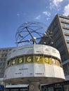 World time clock with representation of the 24 time zones on Berliner Alexanderplatz Royalty Free Stock Photo