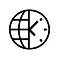 World time sign icon. Universal time globe symbol. Circle and square buttons. Flat design set. Thank you ribbon. Vector Royalty Free Stock Photo