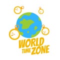 world time zone concept cartoon doodle flat design style Royalty Free Stock Photo