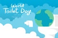 World toilet day 19 November horizon Banner set, Sanitary problem concept earth with flush toilet illustration Royalty Free Stock Photo