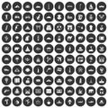 100 world tour icons set black circle Royalty Free Stock Photo