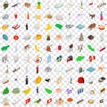 100 world tour icons set, isometric 3d style Royalty Free Stock Photo