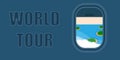 World tour plane illustration travel design trip. Flight airplane concept vacation holiday air background. Around Earth Royalty Free Stock Photo