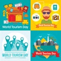 World Tourism Day travel banner set, flat style