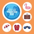 world tourism six icons Royalty Free Stock Photo