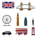World Tourism And Travel To England Concept. Famous Landmarks Of Great Britain. London Touristic Poster With Famous