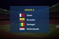 World tournament group. Soccer tournament broadcast graphic template