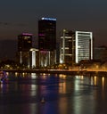 World Trade Center and Hotel Crowne Plaza in Moscow. Night view Royalty Free Stock Photo