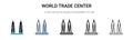 World trade center icon in filled, thin line, outline and stroke style. Vector illustration of two colored and black world trade Royalty Free Stock Photo