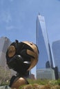 The World Trade Center Sphere damaged by the events of September 11 placed in Liberty Park Royalty Free Stock Photo