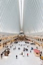 World Trade Center Transportation Hub WTC PATH train station Oculus modern architecture by Santiago Calatrava portrait format in