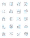 World trade linear icons set. Exports, Imports, Tariffs, Globalization, Mercantilism, Balance, Embargos line vector and Royalty Free Stock Photo