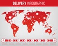 World transportation and logistics. Delivery and shipping infographic elements. Vector