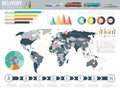 World transportation and logistics. Delivery and shipping infographic elements. Vector