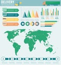 World transportation and logistics. Delivery and shipping infographic elements. Vector