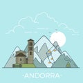 World travel in Andorra Linear Flat vector design