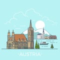 World travel in Austria Linear Flat vector design