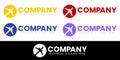 World Travel Circle Airplane Silhouette Vector Logo. For Flight, Airline or Holiday Tour Agency and Fly Transportation Company. Royalty Free Stock Photo