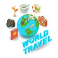 World travel concept banner, isometric style Royalty Free Stock Photo