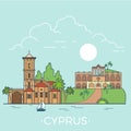World travel in Cyprus Linear Flat vector design t