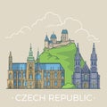 World travel in Czech Republic Linear Flat vector