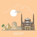 World travel in Egypt Linear Flat vector design te