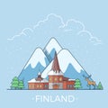 World travel in Finland Linear Flat vector design