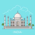 World travel in India Linear Flat vector design te