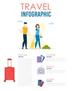 World travel infographic Information. Man and woman journey