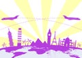 World travel, landmarks silhouettes icons set Royalty Free Stock Photo