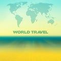 World travel layout with blurred beach Royalty Free Stock Photo