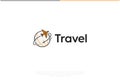 World Travel Logo Design. Vector Logo Template. A holiday vacation travel agency company logo of a world silhouette and an airplan