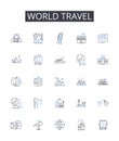 World travel line icons collection. Recruitment, Training, Diversity, Benefits, Performance, Evaluation, Compensation Royalty Free Stock Photo