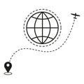 World travel. Travel roundtrip. Plane routes. Vector illustration. EPS 10. Royalty Free Stock Photo