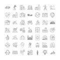 World traveller linear icons, signs, symbols vector line illustration set Royalty Free Stock Photo