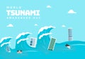 World tsunami awareness day background with building and wave