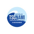 World Tsunami Awareness Day, 5 November. High tide waves conceptual illustration vector