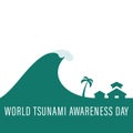 World Tsunami Awareness Day, 5 November. High tide waves conceptual illustration vector