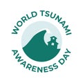 World Tsunami Awareness Day, 5 November. High tide waves conceptual illustration vector