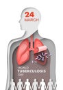 World tuberculosis day 3d paper cut vector