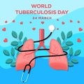 world tuberculosis day illustration with a stethoscope wrapped around the lungs