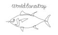 World tuna day. One line continuous isolated on white background.