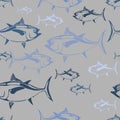 World Tuna Day vector stylized seamless pattern