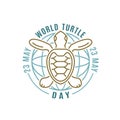 World turtle day in May. International event. Save oceans and seas.