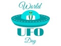 World UFO Day, the alien in a spaceship. Flying saucer. UFO icon Royalty Free Stock Photo