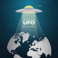 World UFO Day 2nd July illustration on night galaxy gradient color background