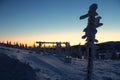 World under the snow at sunset.