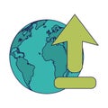 World with upload internet symbol
