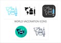 World vaccination icons set