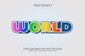 World vector eps 3d text effect design. Royalty Free Stock Photo